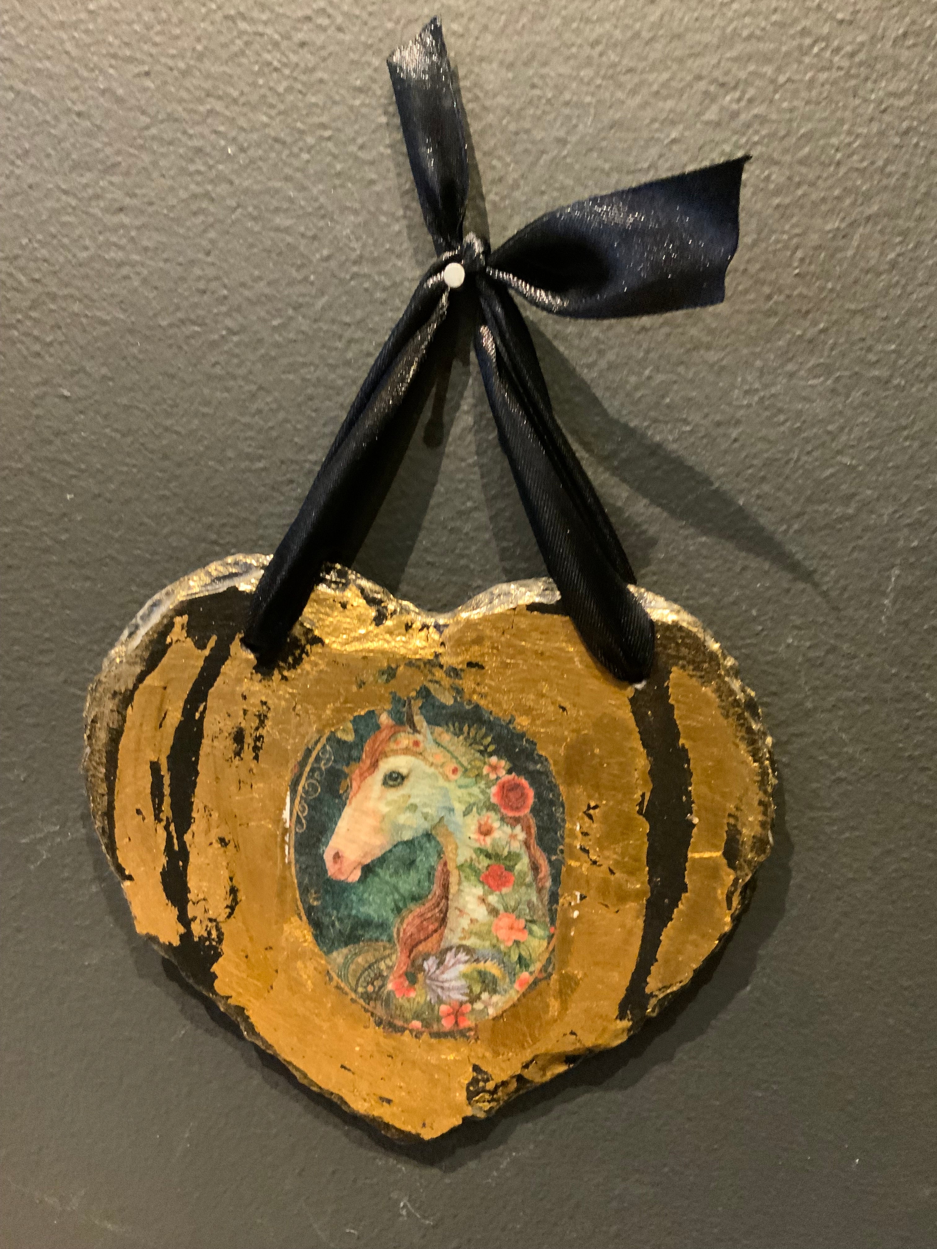 Horse with Flowers Wall Plaque