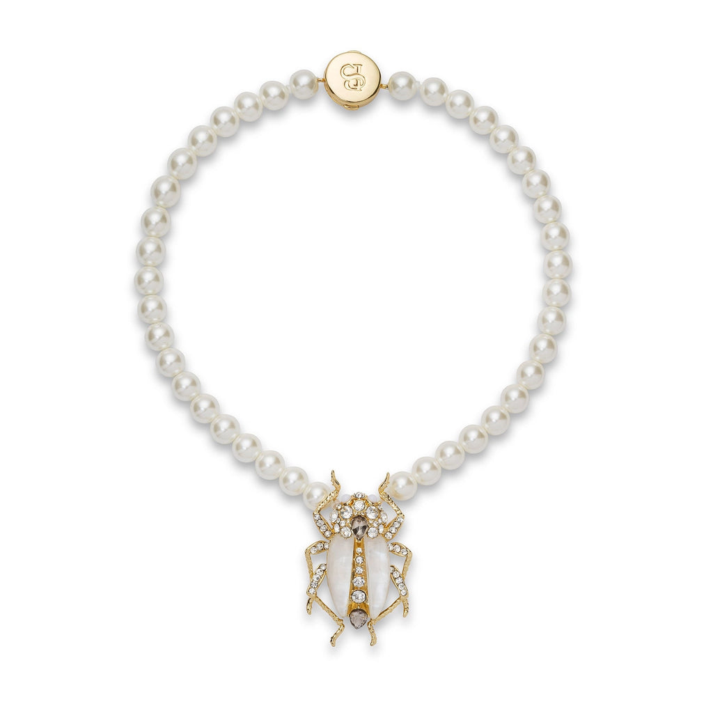 Bill Skinner Bejewelled Beetle Pearl Necklace