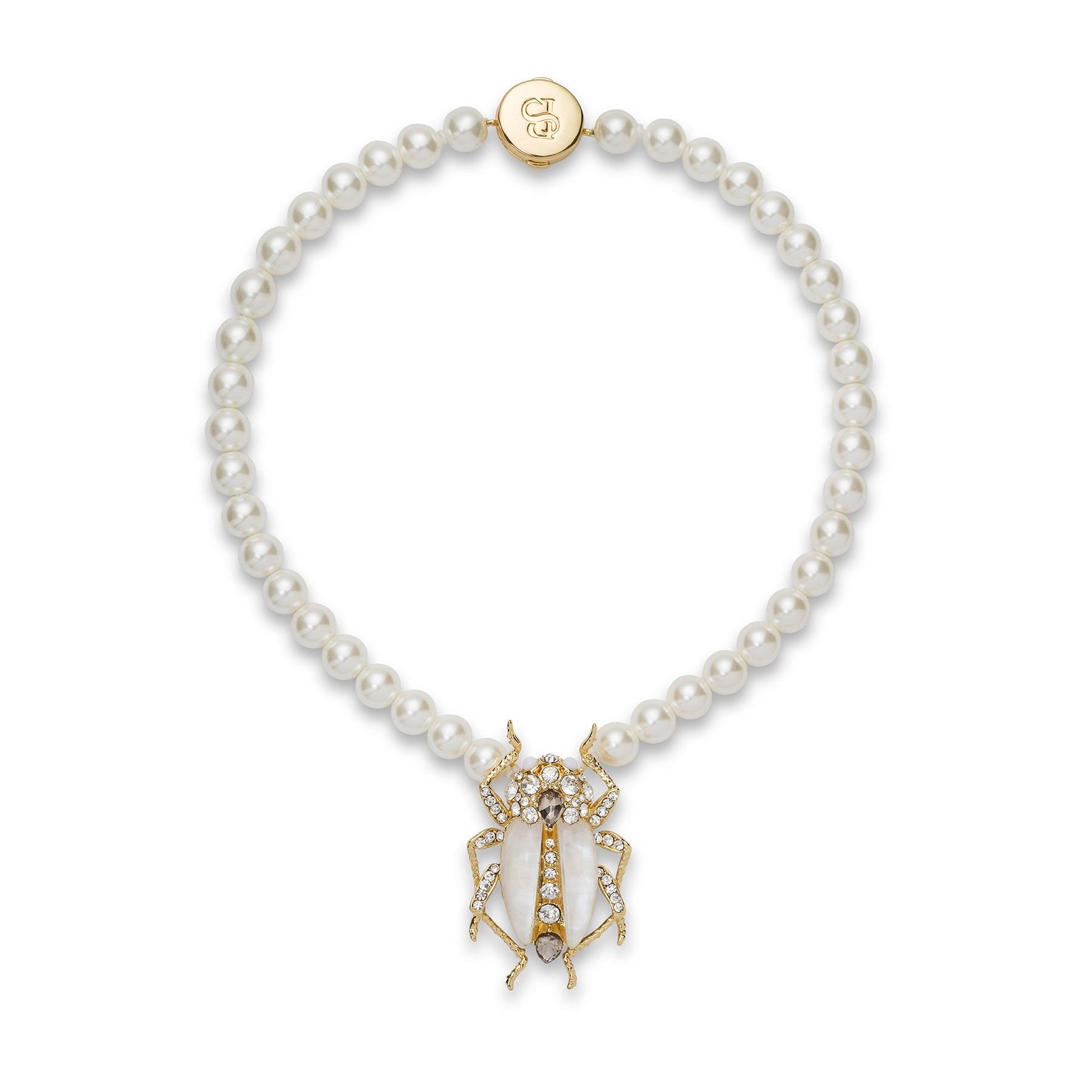 Bill Skinner Bejewelled Beetle Pearl Necklace