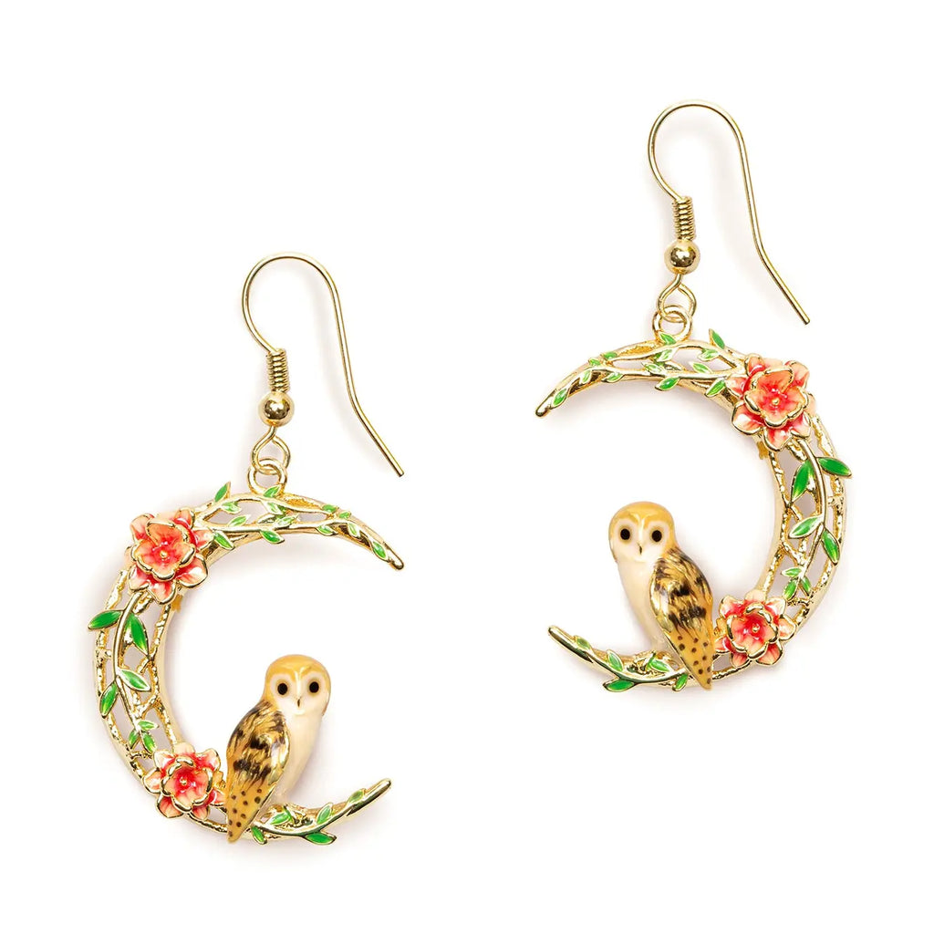 Bill Skinner Owl in Moon drop earrings
