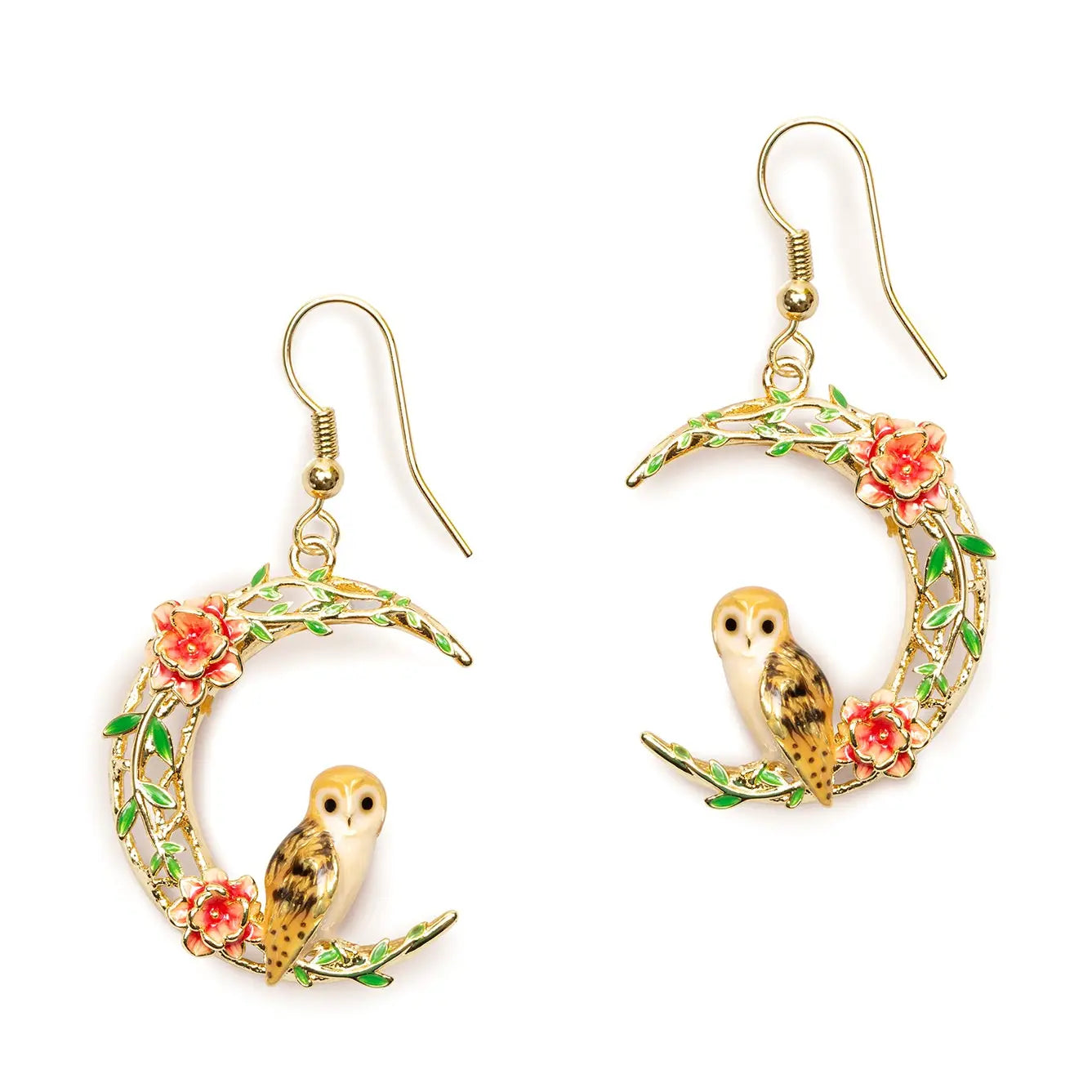 Bill Skinner Owl in Moon drop earrings