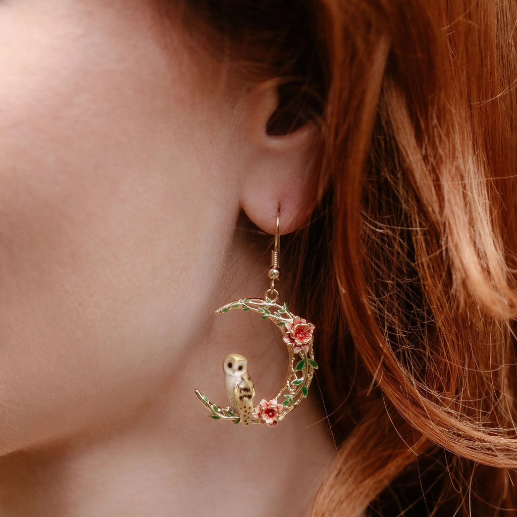 Bill Skinner Owl in Moon drop earrings