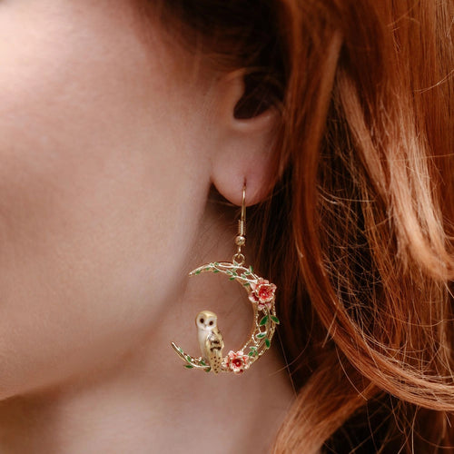 Bill Skinner Owl in Moon drop earrings